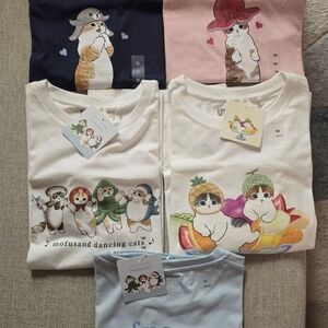 NWT Uniqlo Mofusand Cat Cotton T-Shirt bundle Women Size 13/160 fit women medium